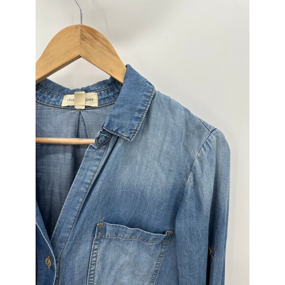 Cloth & Stone Blue Chambray Denim Button Down Shirt Women's Size X-Small XS - Picture 5 of 9